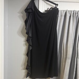 dressbarn Black One-Shoulder Ruffle Dress